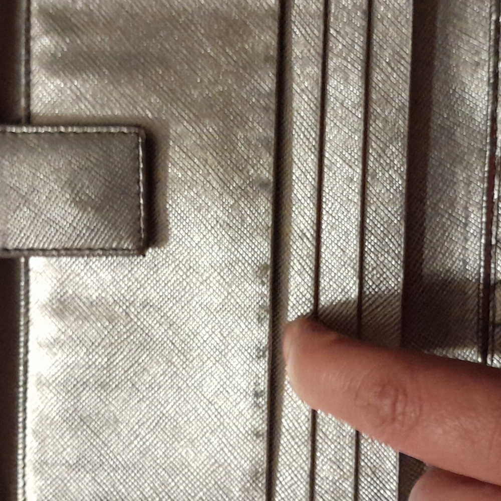 Prada  Saffiano Leather Metallic Silver Long Wallet Rare Color Rubbing Inside‎ - Picture 12 of 12